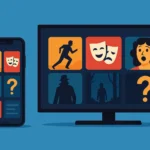 Tela de celular e de televisão mostrando apps de filmes e séries