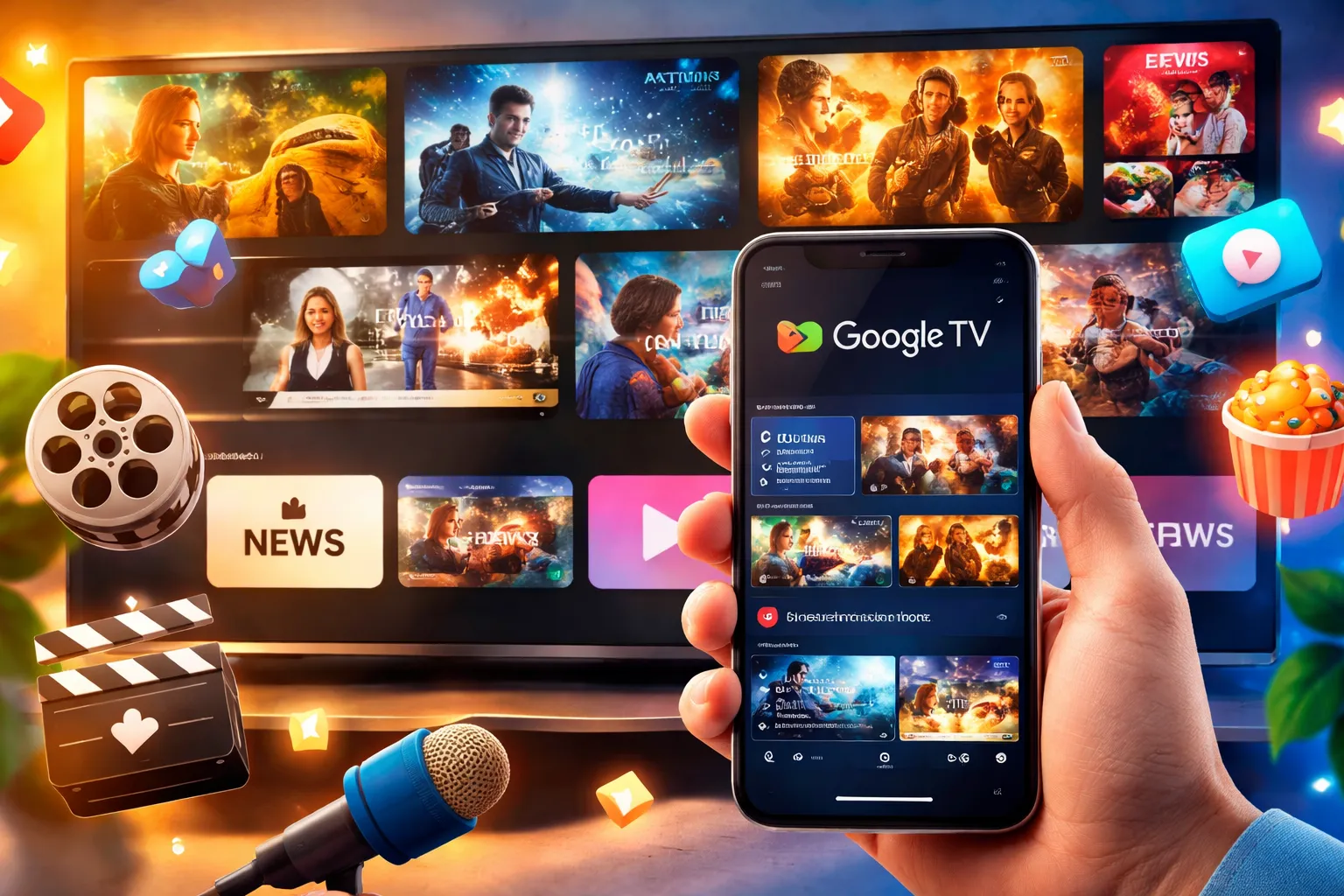 Google TV com +800 canais grátis no celular 📺✨