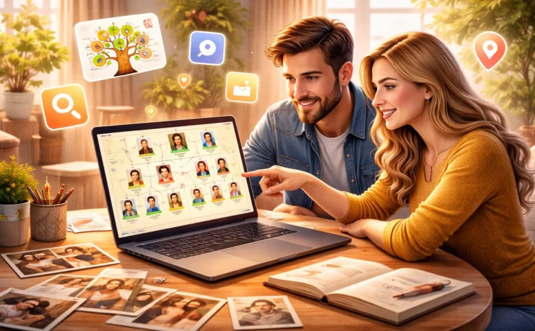 Montar a árvore genealógica com apps de sobrenome