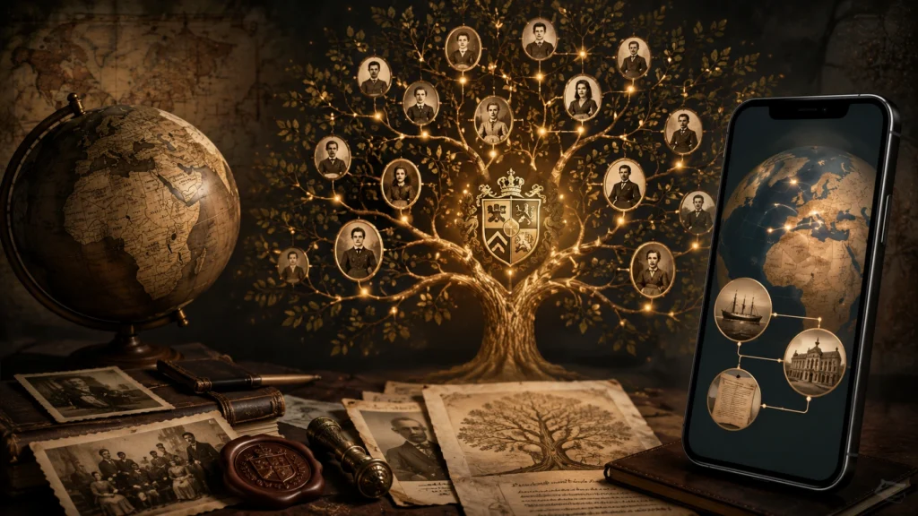 app para descobrir história da família pelo sobrenome
