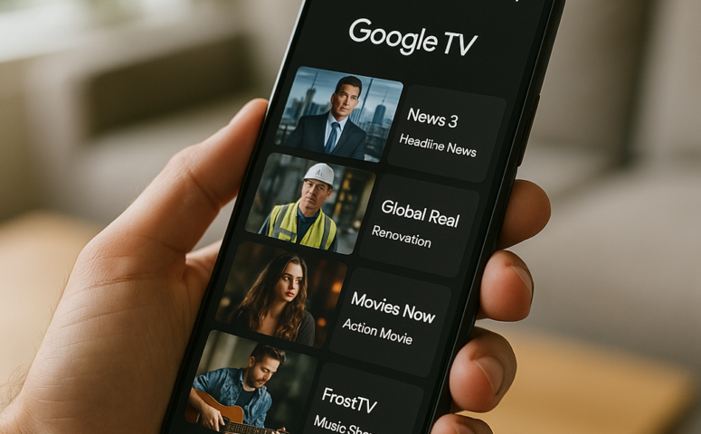 Google TV com canais ao vivo no celular