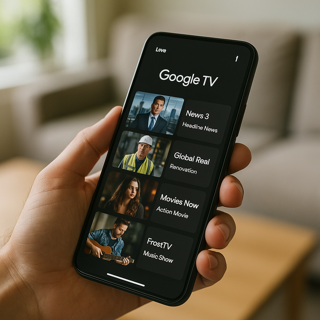 Google TV com canais ao vivo no celular